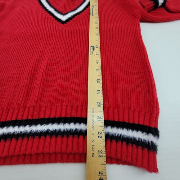 Broadway 38 Sweater Womens M Red Y2K VTG Varsity V Neck Pullover Preppy EUC - Picture 8 of 13